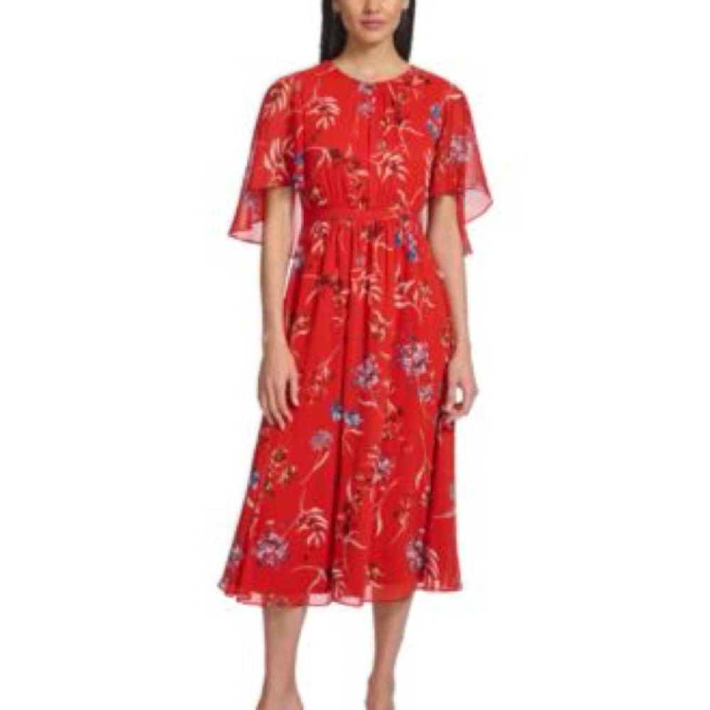 Calvin Klein‎ NWT women’s floral print draped sleeve dress size 6